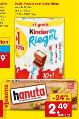 Netto Marken-Discount Duplo, Hanuta oder Kinder Riegel Angebot