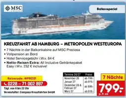 Netto Marken-Discount MSC CRUISES KREUZFAHRT AB HAMBURG - METROPOLEN WESTEUROPA Angebot