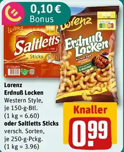 REWE Lorenz Erdnuẞ Locken oder Saltletts Sticks Angebot