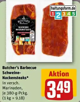 REWE Butcher's Barbecue Schweine Nackensteaks Angebot