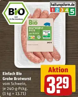 REWE Einfach Bio Grobe Bratwurst Angebot