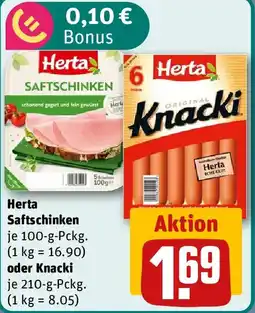 REWE Herta Saftschinken oder Knacki Angebot