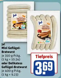 REWE Ja! mini geflügel bratwurst oder delikatess geflügel-bratwurst Angebot