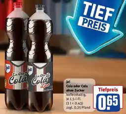 REWE ja! Cola oder Cola ohne Zucker Angebot