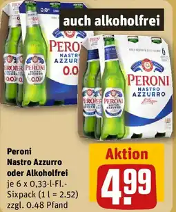 REWE Peroni Nastro Azzurro oder Alkoholfrei Angebot