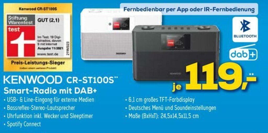 Kenwood CRST100S Smart Radio mit DAB+ Angebot bei Euronics XXL