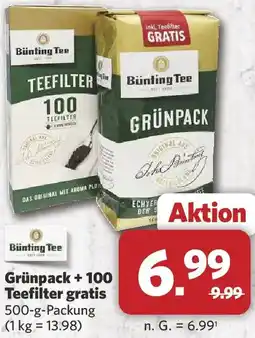 Combi Bünting Tee Grünpack + 100 Teefilter gratis Angebot