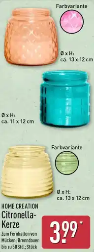 Aldi Nord HOME CREATION Citronella Kerze Angebot