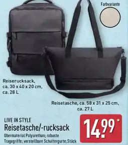 Aldi Nord LIVE IN STYLE Reisetasche/-rucksack Angebot