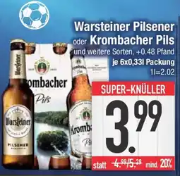 E-Center Warsteiner Pilsener oder Krombacher Pils Angebot