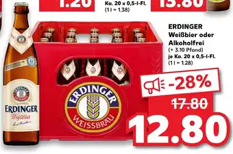 Kaufland Erdinger Weißbier oder Alkoholfrei je Ka. 20 x 0.5-l-Fl. Angebot