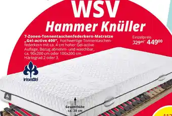 Hammer 7 Zonen Tonnentaschenfederkern Matratze Gel active 400 Angebot