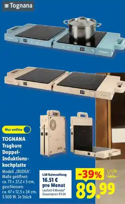 Lidl TOGNANA Tragbare Doppel Induktionskochplatte Angebot