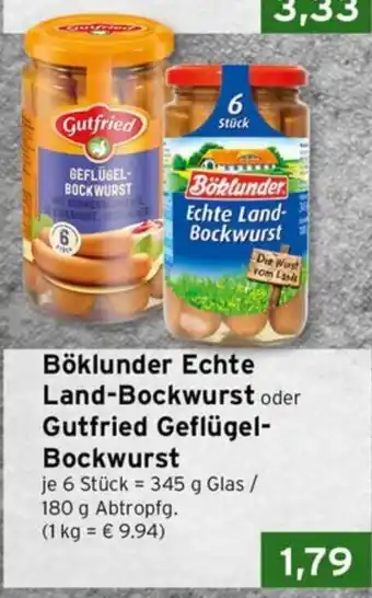 Böklunder Echte Land-Bockwurst oder Gutfried Geflügel- Bockwurst