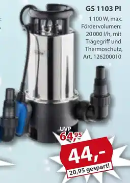 Sonderpreis Baumarkt versch. Schmutzwassertauchpumpen GS 1103 PI Angebot