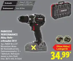 Lidl PARKSIDE PERFORMANCE Akku-Bohrschrauber 20 V Angebot