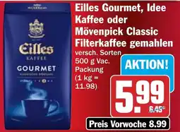 HIT Eilles Gourmet, Idee Kaffee oder Mövenpick Classic Filterkaffee gemahlen Angebot