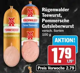 HIT Rügenwalder Teewurst, Pommersche Gutsleberwurst Angebot