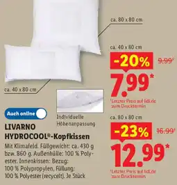 Lidl LIVARNO HYDROCOOL Kopfkissen Angebot