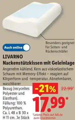 Lidl LIVARNO Nackenstützkissen mit Geleinlage Angebot