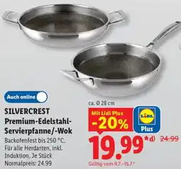 Lidl SILVERCREST Premium-Edelstahl Servierpfanne/-Wok Angebot