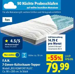 Lidl F.A.N. 7-Zonen-Kaltschaum-Topper Angebot