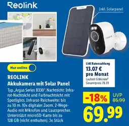 Lidl REOLINK Akkukamera mit Solar Panel Angebot