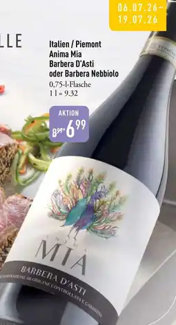Galeria Markthalle Italien/ Piemont Anima Mia Barbera D'Asti oder Barbera Nebbiolo Angebot