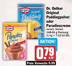 HIT Dr. Oetker Original Puddingpulver oder Paradiescreme Angebot