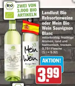 HIT Landlust Bio Rebsortenweine oder Mein Bio Wein Sauvignon Blanc Angebot