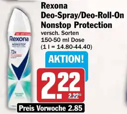 HIT Rexona Deo-Spray/Deo-Roll-On Nonstop Protection Angebot