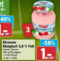 HIT Ehrmann Almighurt 3,8 % Fett Angebot