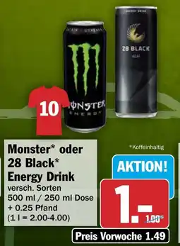 HIT Monster oder 28 Black Energy Drink Angebot