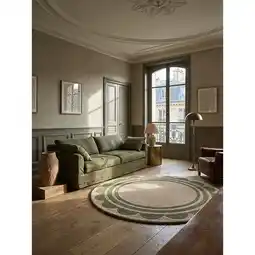 Netto Marken-Discount Wollteppich rund Grün-Beige Ø120 cm - WENSUM Kadima Design Angebot