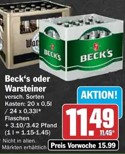 HIT Beck's oder Warsteiner Angebot