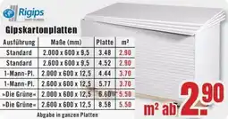 B1 Discount Baumarkt Rigips Gipskartonplatten Angebot