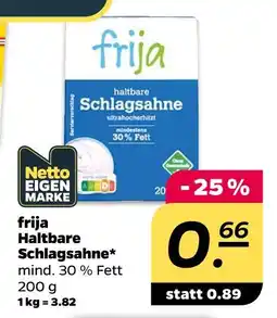Netto Frija haltbare schlagsahne Angebot