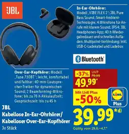 Lidl JBL Kabellose In-Ear-Ohrhörer/ Kabelloser Over-Ear-Kopfhörer Angebot