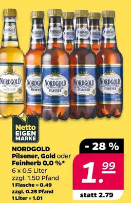 Netto Nordgold pilsener, gold oder feinherb 0,0 % Angebot
