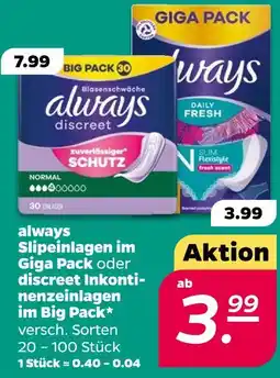 Netto Always slipeinlagen im giga pack Angebot