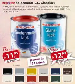 Sonderpreis Baumarkt DECOPRO Seidenmatt- oder Glanzlack Angebot