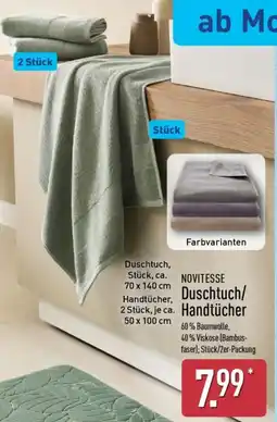 Aldi Nord NOVITESSE Duschtuch/ Handtücher Angebot