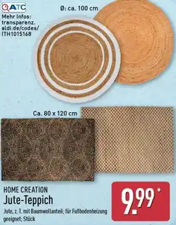 Aldi Nord HOME CREATION Jute-Teppich Angebot
