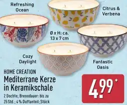 Aldi Nord HOME CREATION Mediterrane Kerze in Keramikschale Angebot