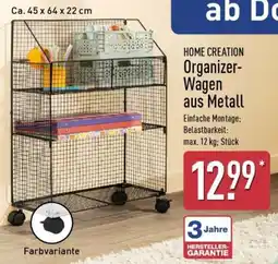 Aldi Nord HOME CREATION Organizer Wagen aus Metall Angebot