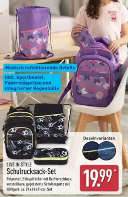 Aldi Nord LIVE IN STYLE Schulrucksack-Set Angebot