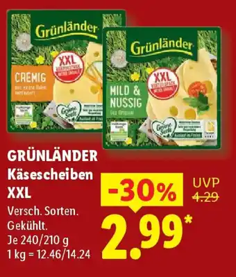Lidl GRÜNLÄNDER Käsescheiben XXL Angebot