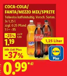 Lidl Coca-cola/ fanta/mezzo mix/sprite Angebot