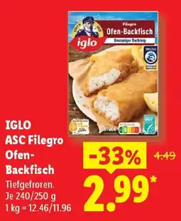 Lidl IGLO ASC Filegro Ofen- Backfisch Angebot