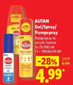 Lidl AUTAN Gel/Spray/ Pumpspray Angebot